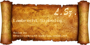 Lambrecht Szabolcs névjegykártya